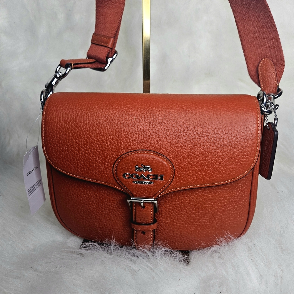 Coach Amelia Orange Saddle Bag with Silver Hardware NWT - Picture 2 of 10
